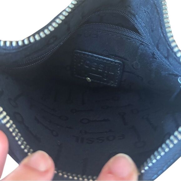 Fossil Black Crossbody Leather Wallet 1954 Long Live Vintage Travel - Picture 6 of 7